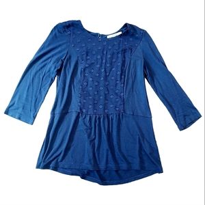 Boden Navy Polka Dot 3/4 Sleeve Blouse, size 4